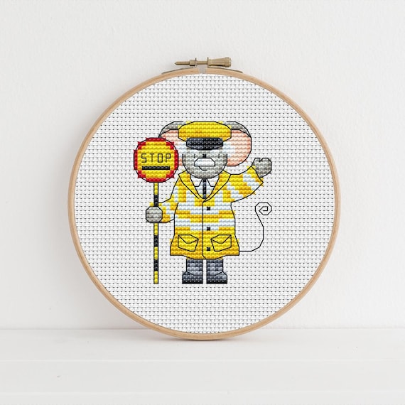 Lollipop Man Cross Stitch Pattern, Furry Tales by Lucie Heaton (PDF Download)