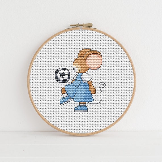 Furry Tales Football Mouse Cross Stitch Pattern / Sports Cross Stitch/ Mouse Cross Stitch Pattern PDF Download / Lucie Heaton