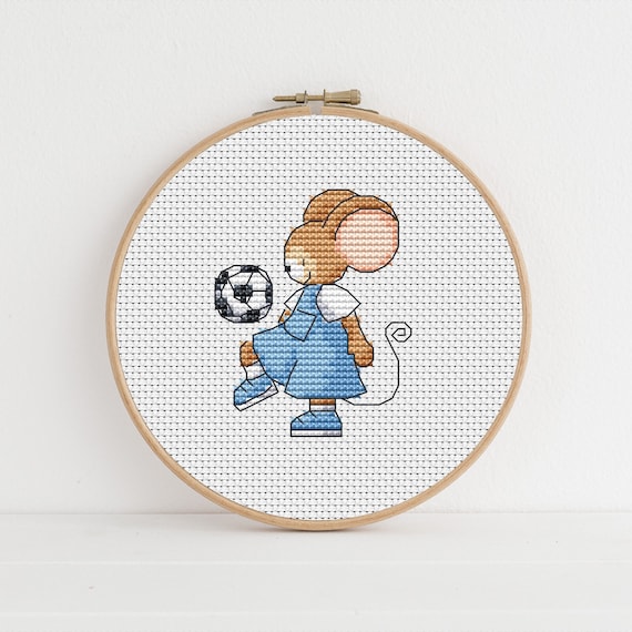 Furry Tales Football Mouse Cross Stitch Pattern / Sports Cross Stitch/ Mouse Cross Stitch Pattern PDF Download / Lucie Heaton