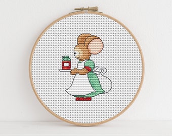 Furry Tales - Preserving Mouse / PDF Cross Stitch Pattern / Lucie Heaton