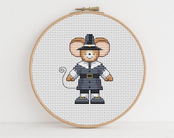 Furry Tales Pilgrim Monty Mouse Cross Stitch Pattern / PDF Download / Lucie Heaton
