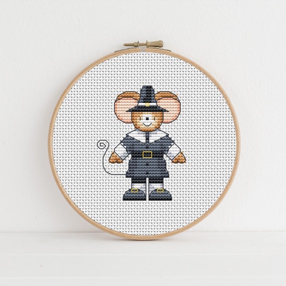 Furry Tales Pilgrim Monty Mouse Cross Stitch Pattern / PDF Download / Lucie Heaton