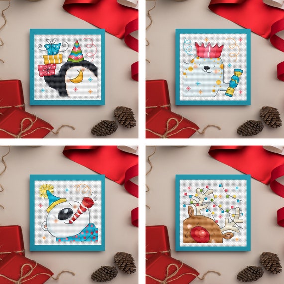 Polar Party Christmas Cards Cross Stitch Pattern - Lucie Heaton - Digital PDF Counted Cross Stitch Chart Download