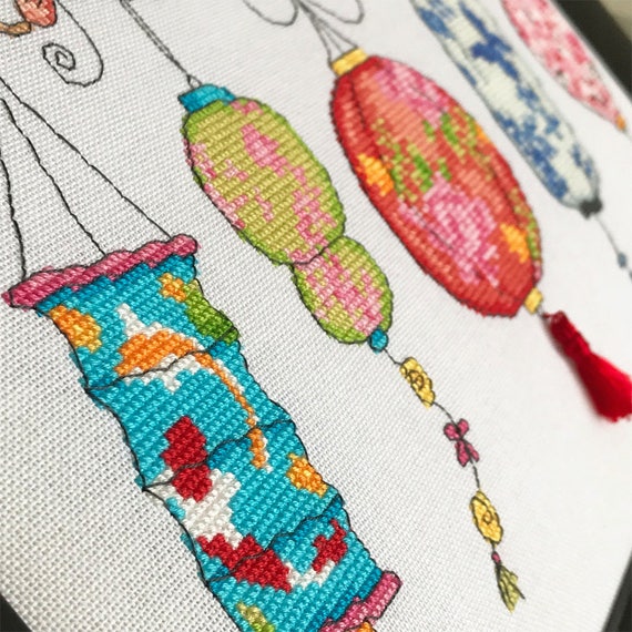 Chinese Lanterns PDF Cross Stitch Pattern Etsy