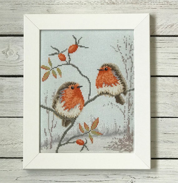 Winter Robins Cross Stitch Pattern by Lucie Heaton, PDF Counted Cross Stitch Chart Download