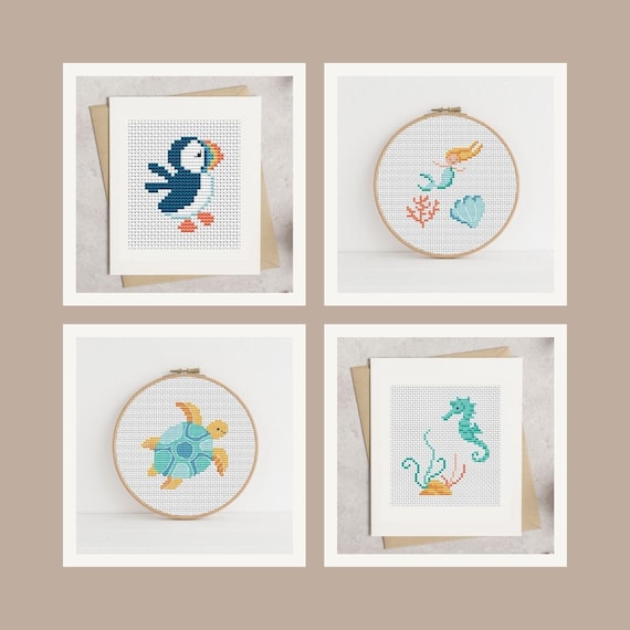 Pastel Ocean Set Cross Stitch Pattern - Lucie Heaton - Digital PDF Counted Cross Stitch Chart Download