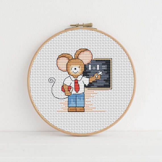 Furry Tales Teacher Mouse - Cross Stitch Pattern - Lucie Heaton - Digital PDF Counted Cross Stitch Chart Download