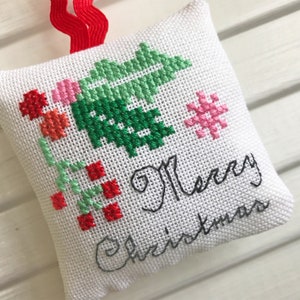 Ornement de Noël joyeux et lumineux, motif point de croix - Lucie Heaton - Grille numérique PDF au point de croix à télécharger