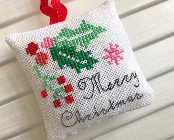 Merry and Bright Christmas Ornament Cross Stitch Pattern - Lucie Heaton - Digital PDF Counted Cross Stitch Chart Download