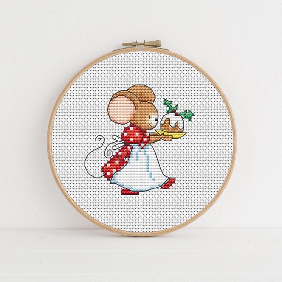 Furry Tales Christmas Pudding Mouse - Cross Stitch Pattern - Lucie Heaton - Digital PDF Counted Cross Stitch Chart Download