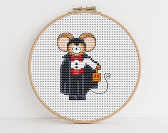 Furry Tales Vampire Mouse - Cross Stitch Pattern - Lucie Heaton - Digital PDF Counted Cross Stitch Chart Download