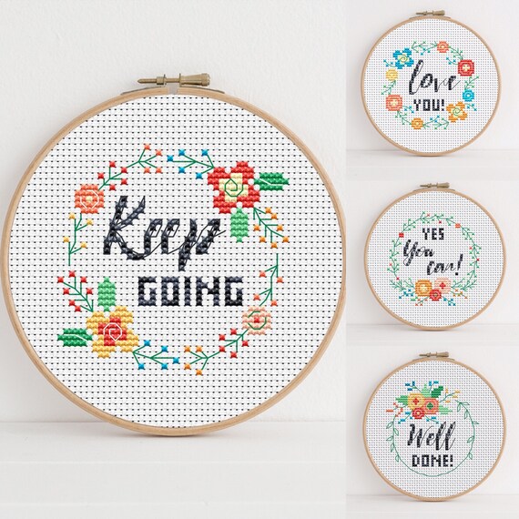 Flower Power Messages Cross Stitch Pattern -  Lucie Heaton