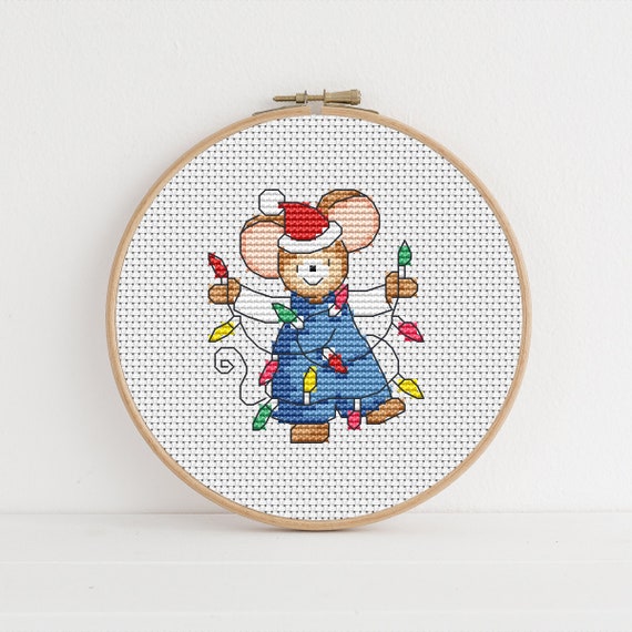 Furry Tales Fairy Lights Mouse, Cross Stitch Pattern by Lucie Heaton,  PDF Counted Cross Stitch Chart Download