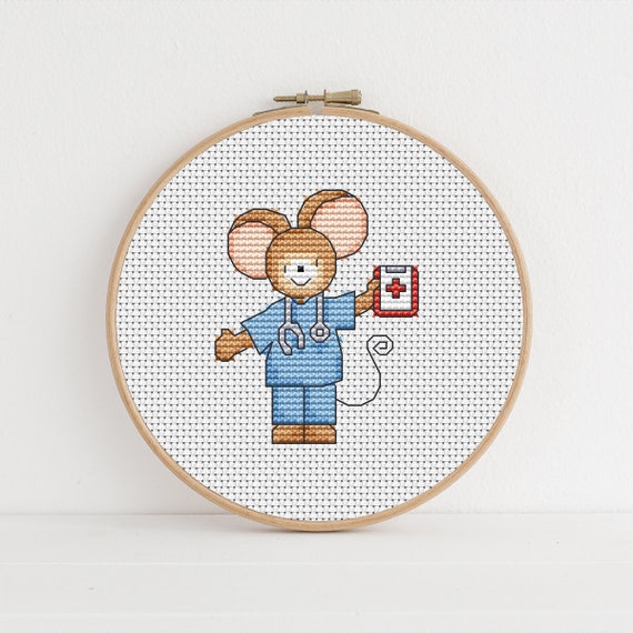 Furry Tales Doctor Monty Mouse - Cross Stitch Pattern - Lucie Heaton - Digital PDF Counted Cross Stitch Chart Download