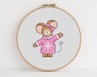 Furry Tales - Pink Sweater Mouse / PDF Cross Stitch Pattern / Lucie Heaton