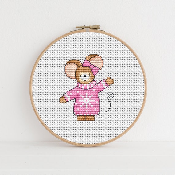 Furry Tales - Pink Sweater Mouse / PDF Cross Stitch Pattern / Lucie Heaton