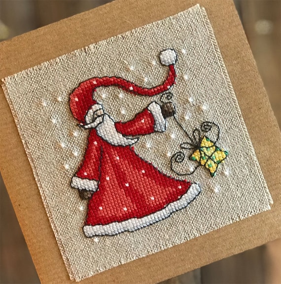 Santa Christmas Cards Set, Cross Stitch Pattern by Lucie Heaton, PDF Chart Download