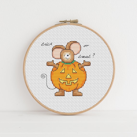 Furry Tales Pumpkin Mouse, Cross Stitch Pattern by Lucie Heaton, PDF Counted Cross Stitch Chart Download