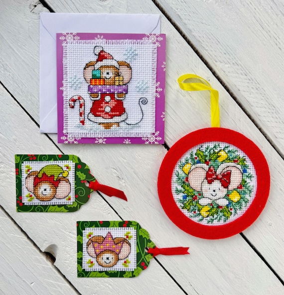 Christmas Cross Stitch Kit - Furry Tales Card, Ornament & Gift Tags – by Lucie Heaton