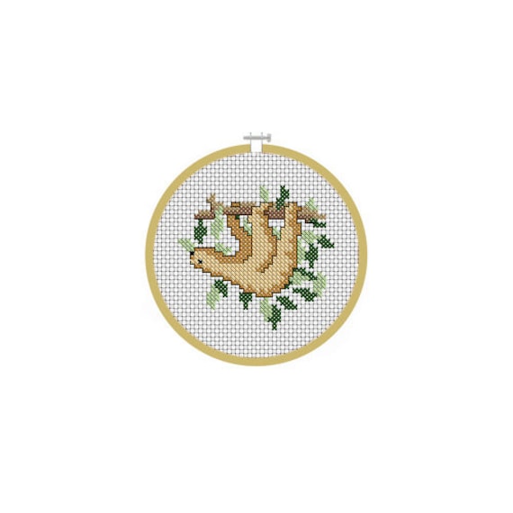 Sloth Cross Stitch Pattern - Lucie Heaton - Digital PDF Counted Cross Stitch Chart Download