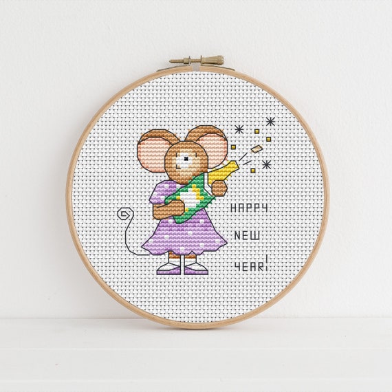 Furry Tales Happy New Year Mouse / PDF Cross Stitch Pattern | Etsy