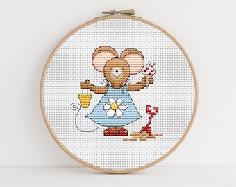 Furry Tales Seaside Mouse Cross Stitch Pattern / Beach Cross Stitch/ Seaside Cross Stitch Pattern PDF Download / Lucie Heaton