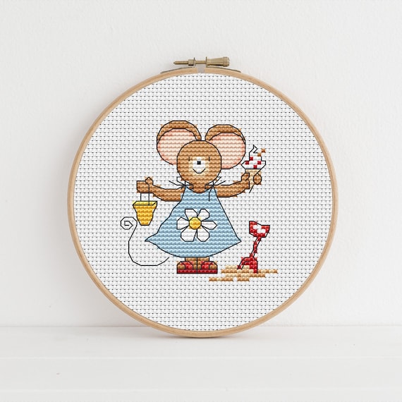 Furry Tales Seaside Mouse Cross Stitch Pattern / Beach Cross Stitch/ Seaside Cross Stitch Pattern PDF Download / Lucie Heaton