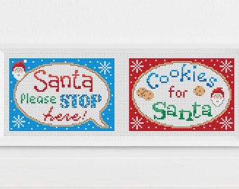 Santa Signs / Christmas Cross Stitch PDF Pattern / Counted Cross Stitch Chart / Lucie Heaton