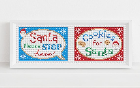 Santa Signs / Christmas Cross Stitch PDF Pattern / Counted Cross Stitch Chart / Lucie Heaton