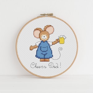 Furry Tales Cheers Dad Fathers Day Cross Stitch Pattern PDF Lucie Heaton