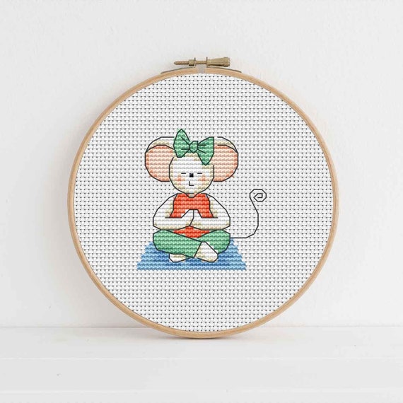 Furry Tales Yoga Flossie Mouse - Cross Stitch Pattern - Lucie Heaton - Digital PDF Counted Cross Stitch Chart Download
