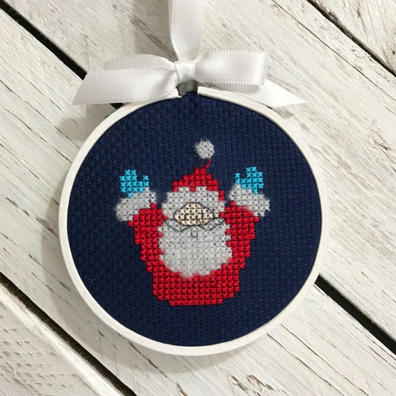Fluffy Santa Christmas Ornament / Cross Stitch PDF Pattern / Counted Cross Stitch Chart / Lucie Heaton