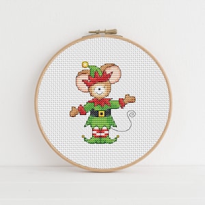 Furry Tales Elf Mouse Christmas Cross Stitch Pattern Lucie Heaton Digital PDF Counted Cross Stitch Chart Download image 1
