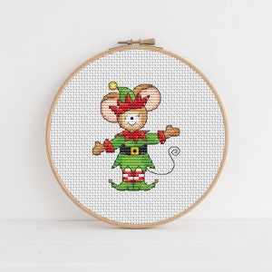 Furry Tales Elf Mouse - Noël motif point de croix - Lucie Heaton - grille numérique PDF au point de croix à télécharger