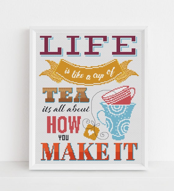 Cross Stitch Saying - Tea Sampler / PDF Pattern