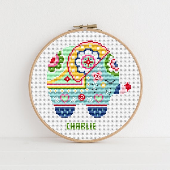 Folk Animals Elephant Cross Stitch Pattern by Lucie Heaton, PDF Counted Cross Stitch Chart Download