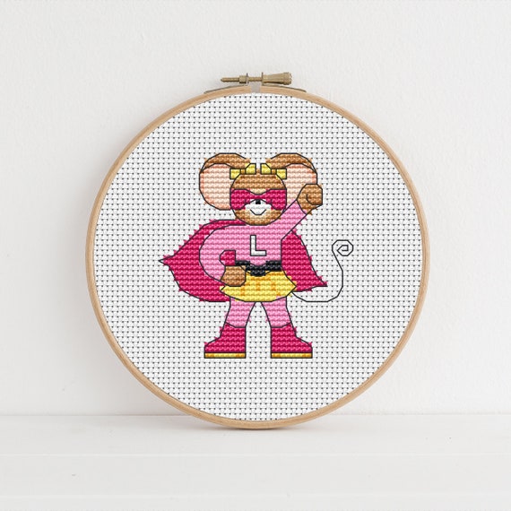 Furry Tales Super Hero Lizzie Mouse - Cross Stitch Pattern - Lucie Heaton - Digital PDF Counted Cross Stitch Chart Download