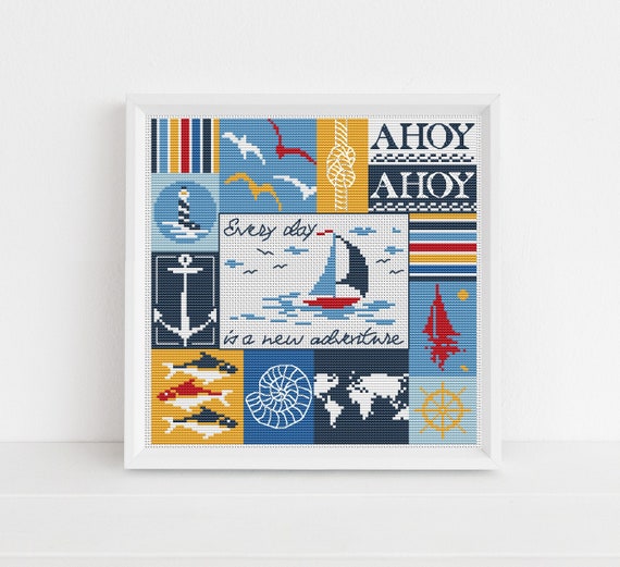 Sailing Sampler - Gift for Him - Cross Stitch Pattern - Lucie Heaton - Digital PDF Counted Cross Stitch Chart Download