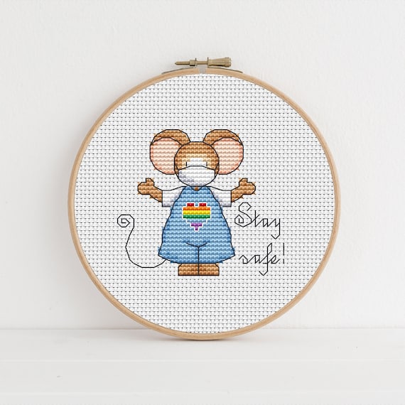 Furry Tales Stay Safe Monty Cross Stitch Pattern / FT117 / Mask Cross Stitch/ PDF Download / Lucie Heaton