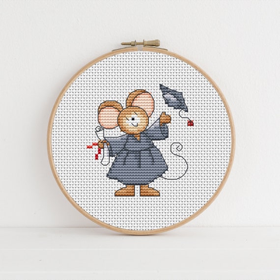Furry Tales Graduate Graduation Mouse PDF Cross Stitch Pattern Lucie Heaton