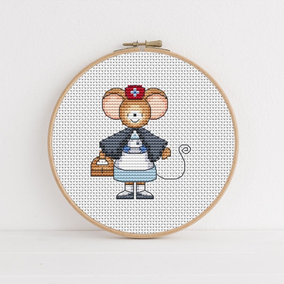 Furry Tales Midwife Mouse Cross Stitch Pattern / Get Well Soon Cross Stitch/ Nurse Cross Stitch Pattern PDF Download / Lucie Heaton