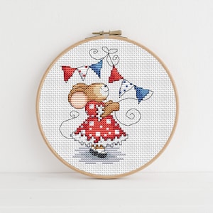 Furry Tales Jubilee Lizzie Mouse - kruissteekpatroon - Lucie Heaton - digitale pdf getelde kruissteekkaart downloaden
