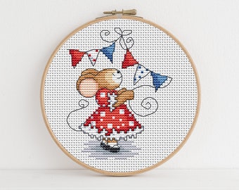 Furry Tales Jubilee Lizzie Mouse - Cross Stitch Pattern - Lucie Heaton - Digital PDF Counted Cross Stitch Chart Download