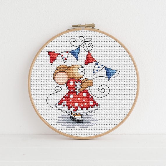 Furry Tales Jubilee Lizzie Mouse - Cross Stitch Pattern - Lucie Heaton - Digital PDF Counted Cross Stitch Chart Download