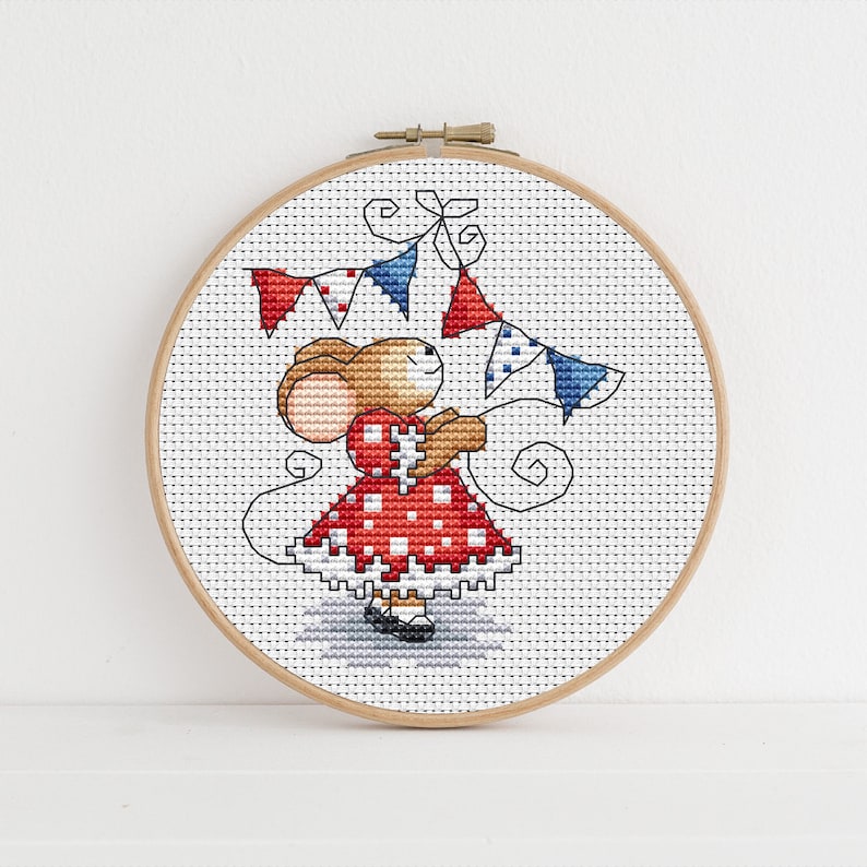 Furry Tales Jubilee Lizzie Mouse - Cross Stitch Pattern - Lucie Heaton - Digital PDF Counted Cross Stitch Chart Download 