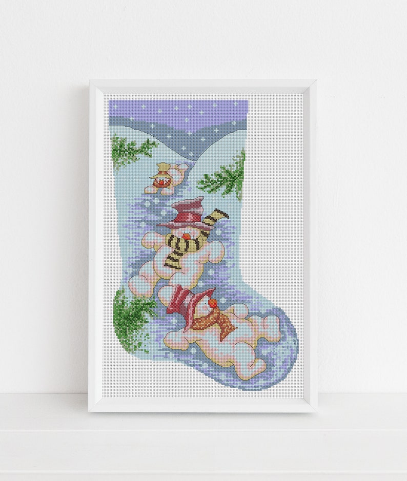 Snowmen Christmas Stocking / Christmas Cross Stitch PDF | Etsy