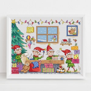 L'atelier du père Noël - Lucie Heaton - Grille numérique PDF au point de croix à télécharger