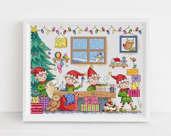 Santa's Workshop - Lucie Heaton - Digital PDF Counted Cross Stitch Chart Download