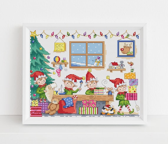 Santa's Workshop - Lucie Heaton - Digital PDF Counted Cross Stitch Chart Download