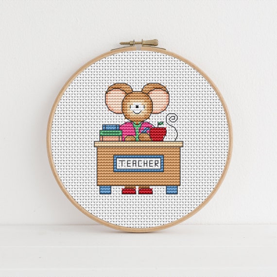 Furry Tales Teacher Lizzie Mouse - Cross Stitch Pattern - Lucie Heaton - Digital PDF Counted Cross Stitch Chart Download